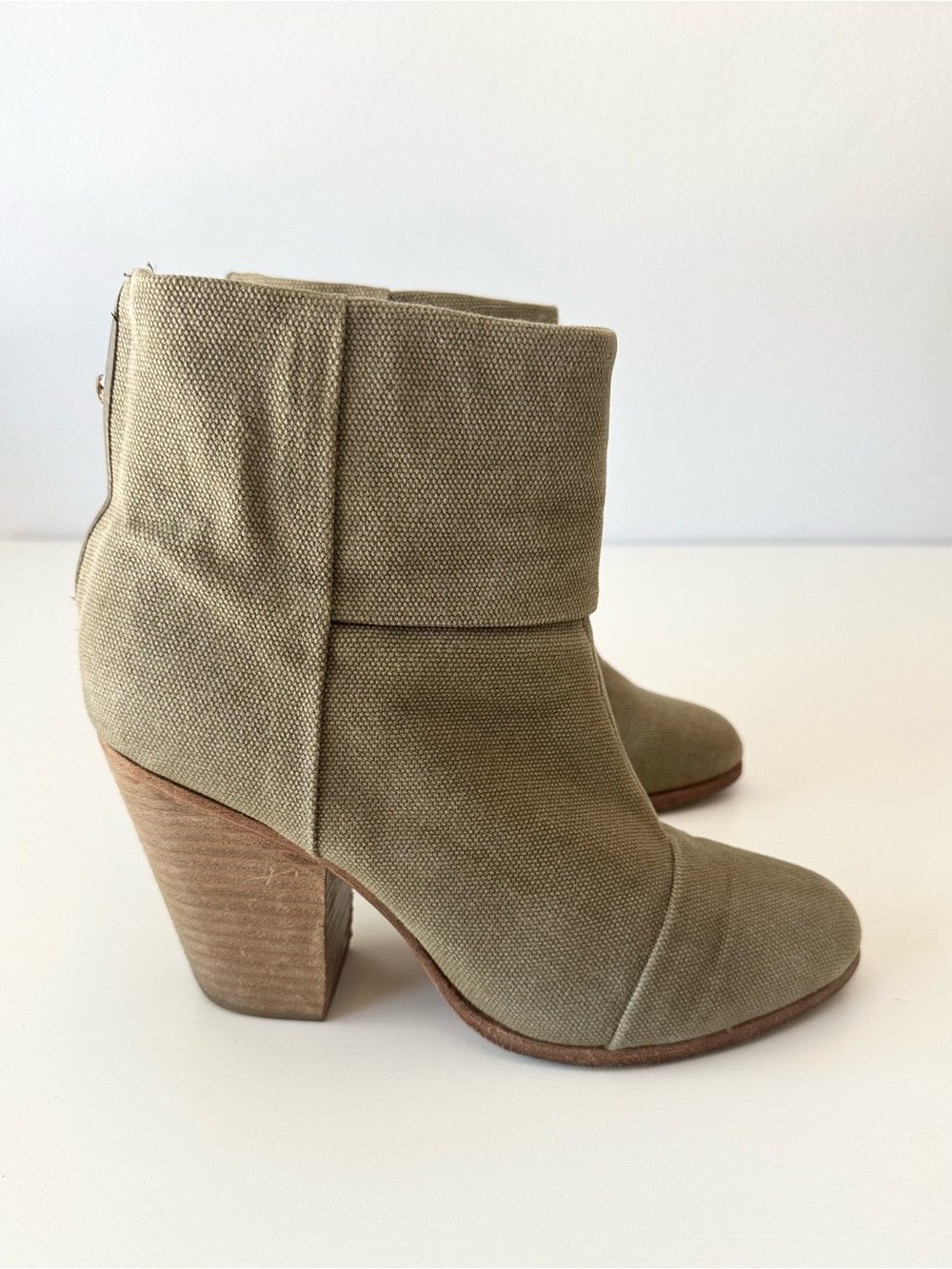 Rag & Bone Canvas Classic Newbury Ankle Boots Olive Khaki 39.5 US 9.5